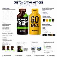 Emballage personnalisé pour gel énergétique 25g 30ml, sachets et pochettes de qualité alimentaire OEM pour l'emballage de suppléments électrolytiques de nutrition sportive (uniquement l'emballage)