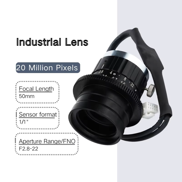 CCHT Industrial Machine Vision Lens 20MP 50mm 1/1" F2.8-F22 C-Mount Beam Modulation Metal/Glass 0.04% Distortion 0.3m Focus