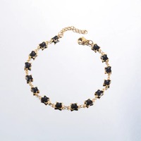 Bracelet en acier inoxydable de 6 mm, tendance, avec perles en émail noir en forme d'œil de papillon, bijoux cadeaux pour hommes et femmes