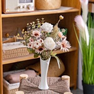 Ramo de Flores Artificiales de Rosa y Margarita, Tejido de Plástico, Decoración para el Hogar, Accesorios de Fotografía CF02029 - Product Image 2