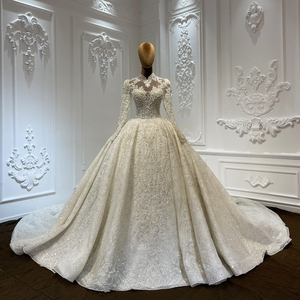 Jancember LSCJ29 Elegant Pearls Empire Ball Gown Vestidos de boda para mujer - Product Image 2