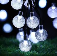 Guirlandes solaires YN Starlight, 8 modes, LED, globe en cristal PVC, rechargeables, étanches IP65, décoration de Noël pour l'intérieur et l'extérieur