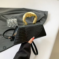 Sac à main de luxe en cuir PU façon alligator, sac à bandoulière tendance, poignée élégante et colorée, sac bandoulière de créateur – Grande Vente