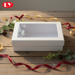 <strong>Decorative</strong> Coated Paper Texture Paper Cardboard <strong>Boxes</strong> <strong>with</strong> Clear Window <strong>Lid</strong> - Product Image 3