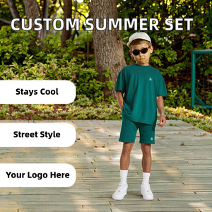 Ensemble T-shirt et short tricotés 100 % coton personnalisables pour homme – Qualité supérieure, respirant, style décontracté urbain, logo personnalisé - Product Image 2