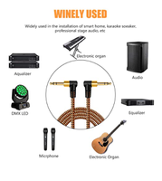 Câble d'instrument TRS de 1/4 pouces, cordon d'interconnexion audio stéréo à angle droit de 6.35mm mâle, compatible avec les basses, les mélangeurs, les amplis, etc.