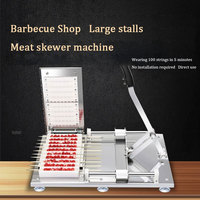 Machine à brochettes à viande manuelle simple et facile à utiliser, en acier inoxydable, portable, type levier, pour barbecue, fabrication de brochettes