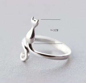 ट्रेंडी प्यारी अंगूठी 925 स्टर्लिंग चांदी चिकनी बिल्ली-आकार समायोज्य अंगूठी कला रचनात्मक गहने - Product Image 5