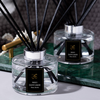 Bouteilles diffuseurs à roseaux en verre de luxe personnalisées 100ml 150ml 200ml avec sérigraphie, capacité et logo personnalisables