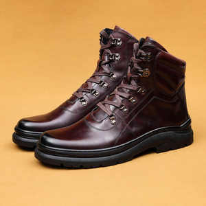 Bottes d'automne classiques en cuir véritable imperméables, conçues par des designers de luxe, légères, confortables, chaudes, parfaites pour la marche - Product Image 3