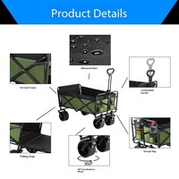 Chariot de camping pliable à quatre roues en acier inoxydable pour l'extérieur