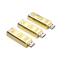 Clé USB de haute qualité Golden Bar 2.0 8GB 16GB USB Memory Stick Free Laser Logo Pen Drive 32GB 64GB