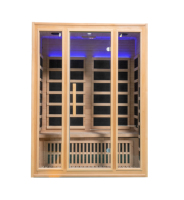 Sauna infrarouge intérieur à prix d'usine pour usage domestique, capacité 3 personnes, avec chauffage intégré