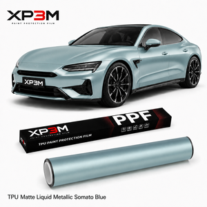 ฟิล์มหุ้มรถยนต์ XP3M สีน้ำเงินเมทัลลิกด้านแบบซาติน TPU ความหนา 7.5 มิล ซ่อมแซมตัวเองได้ ป้องกันรอยขีดข่วน ป้องกันการเหลือง - Product Image 1