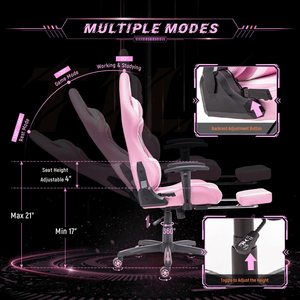 1 pièce, livraison gratuite, chaise de gaming robuste et élégante pour e-sport et usage domestique, grande taille et large, avec appui-tête et coussin, style girly mignon - Product Image 4