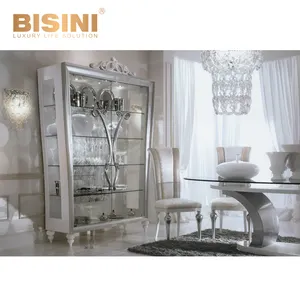 Neoclassical الفاخرة نمط أثاث غرفة المعيشة خشب متين خزانة عرض غرفة الطعام مع الزجاج