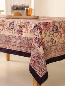 Mantel de algodón hecho a mano indio con diseño Floral, estampado de bloques a mano, cubierta de mesa de comedor al por mayor - Product Image 5