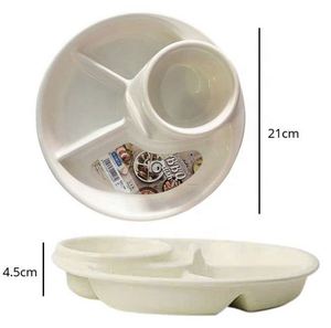 Plateau de service rond en plastique avec compartiments et coupelle centrale pour trempettes, idéal pour les apéritifs de barbecue, les fêtes, les repas en extérieur et la cuisine quotidienne - Product Image 1
