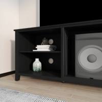 Console multimédia en bois noir de 70 pouces, meuble de table console TV rustique pour salon chambre à coucher, stock en Amérique