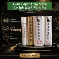Papier Xuan chinois épaissi en fibres de Tanbark, rouleau long, semi-brut, Shu Xuan - Peinture à l'encre et calligraphie sur écorce de Wingceltis