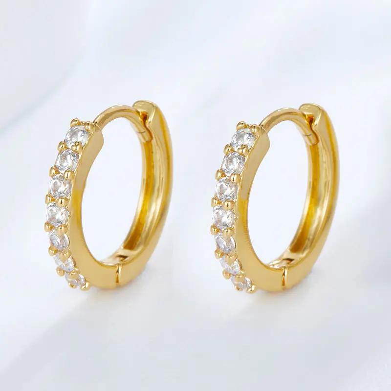 Pendientes de piedras de circón para mujer y niña, joyería de marca famosa, aretes chapados en oro de 18K y plata de ley 925