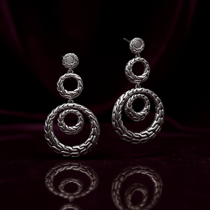 Boucles d'oreilles pendantes vintage en argent 925, design géométrique, bijoux pour femmes à porter au quotidien - Product Image 2