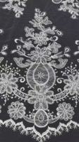 Tissu de dentelle française laser de haute qualité, blanc, cordonné, à haute densité, brodé avec des perles et des paillettes, pour robe de mariée