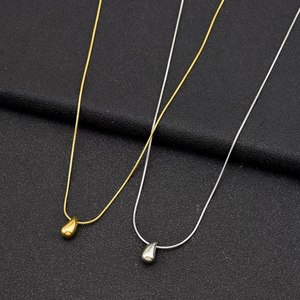 2026 New Retro Simple Design Water Drop Shaped Pendant Necklace <b>Titanium</b> Steel Unisex's Necklaces Fashion Jewelry Wholesale - Product Image 1