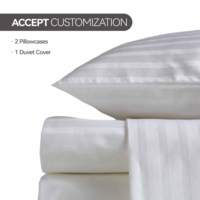 Linge de Lit de Luxe à Rayures 3 cm, Parure de Lit Housse de Couette Blanche 100 % Coton, Fournitures Modernes pour Maison et Hôtellerie