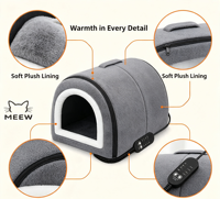 MEEW Lit chauffant USB pour chat, usage double, maison chaude pour petits chats et chiens