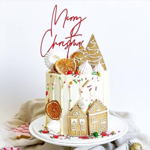 Décoration de gâteau de Noël en acrylique rouge doré en forme d'arbre vieil homme, divers styles, pour événements de Noël, carte de gâteau, cadeau - Product Image 4