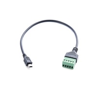 Cable adaptador de extensión USB 2.0 C Micro Mini5P macho a conector de terminal de tornillo verde con núcleo de cobre para carga y datos