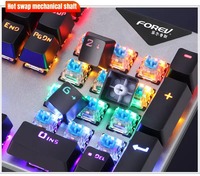 FV-Q609 Keyboard dan Mouse Gaming Mekanik Berkabel dengan Lampu Latar LED Antarmuka USB Bahan ABS Daya Tahan Tombol 5 Juta Klik