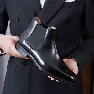 <span class=keywords><strong>Bottes</strong></span> Chelsea montantes pour hommes, style mode, en cuir véritable fait main, respirantes, classiques et officielles - Product Image 6