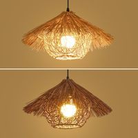 Lampada a sospensione in paglia, paralume in rattan intrecciato, stile retrò, illuminazione antica per agriturismo, ristorante, hotel