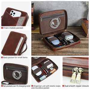 Sac de Voyage Vintage de Luxe Grande Capacité en Cuir Pleine Fleur Durable et Écologique pour Organiser les Câbles et Appareils Électroniques Portables - Product Image 6