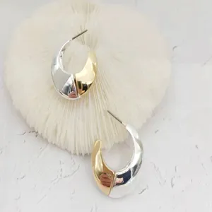 AS Huggie Hoop 귀걸이 C 자형 디자인 쥬얼리 투톤 18k 금도금 패션 여성 부티크 쥬얼리