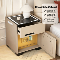Table de chevet intelligente multifonctionnelle pour chambre d'hôtel avec deux tiroirs, éclairage LED, panneau tactile, coffre-fort et recharge sans fil