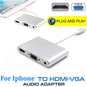 Câble Type C vers <span class=keywords><strong>HDMI</strong></span> VGA HDTV OTG pour iPhone 8 broches vers <span class=keywords><strong>HDMI</strong></span> VGA <span class=keywords><strong>Adaptateur</strong></span> audio vidéo pour iPhone <span class=keywords><strong>iPad</strong></span> <span class=keywords><strong>Air</strong></span> Mini pour Samsung - Product Image 1