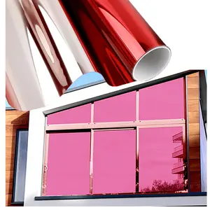 15% Vlt Heat Reflective Red Silver Security Privacy Building Mirror Window Laminated Glass Solar Film For Building Window