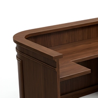 Comptoir de réception classique en bois massif avec façade en placage de bois et rebord d'intimité, largeur personnalisable pour hall d'hôtel, bureau, clinique