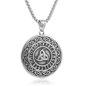 Collar con Colgante de Símbolo Vikingo, Acero Inoxidable Plateado, Diseño Geométrico, Joyería para Hombre, Cadena de 24 cm - Product Image 1