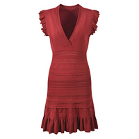 Nouvelle Arrivée 2026 – Robe Mini Tricotée Élégante pour Femme, Col en V Profond, Sans Manches, Volants Décontractés pour le Quotidien