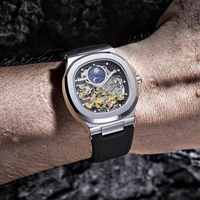 Forsining Fabrik Skrox Marke Neues Design Uhr mit Lederarmband Mondphasenanzeige Luxuriöse Automatische Mechanische Herren-Armbanduhren