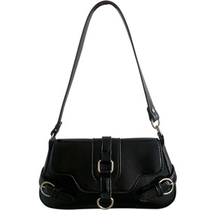 กระเป๋าสะพายไหล่สไตล์มอเตอร์ไซค์สำหรับผู้หญิง หนังลายสีดำ หัวเข็มขัดแม่เหล็ก กระเป๋าสะพายข้าง ใช้ได้ทุกวัน - Product Image 5