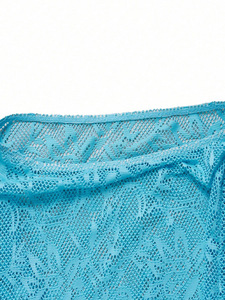 Ensemble 3 pièces maillot de bain bleu pour <span class=keywords><strong>femme</strong></span> avec décorations métalliques, maillot de bain deux pièces dos nu à lacets, tenue de plage été 2026, nouveau cache-maillot en maille et jupe portefeuille - Product Image 6