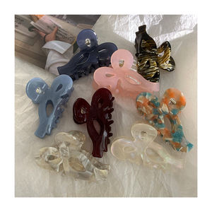 Nouveau coréen clair couleur unie nœud papillon pince à <span class=keywords><strong>cheveux</strong></span> en gros élégant accessoires de <span class=keywords><strong>cheveux</strong></span> filles acétate marbrure requin pinces à <span class=keywords><strong>cheveux</strong></span> pinces - Product Image 1