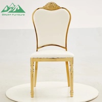 Chaise de banquet Wayon de luxe en acier inoxydable doré, empilable, durable, pour extérieur, salon, restaurant européen et musulman, avec dossier