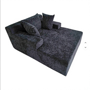 Canapé d'angle moderne en tissu capitonné gris foncé pour salon, chambre et hôtel - Product Image 2