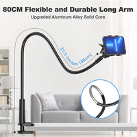 Support de téléphone portable rotatif à 360° avec bras flexible long, support de tablette pour lit et bureau